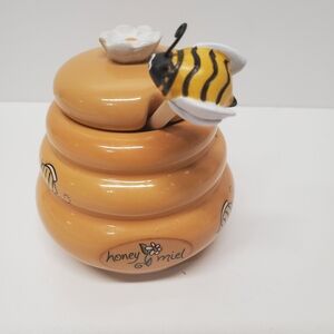 Ceramic Honey Jar with Bee Design